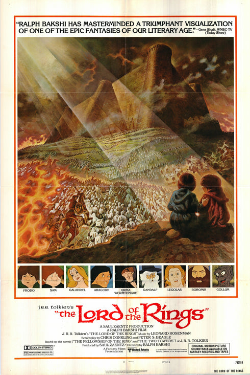 the lord of the rings 1978 style b one sheet poster folded